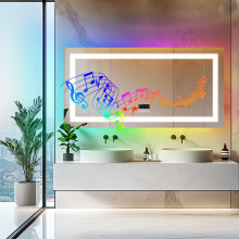 1600x800mm Lighted Bluetooth Bathroom Mirror with RGB Backlight