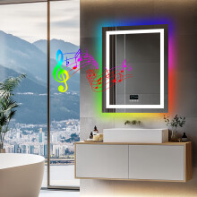 700x900mm LED Lighted Bathroom Mirror with Bluetooth and RGB Backlight