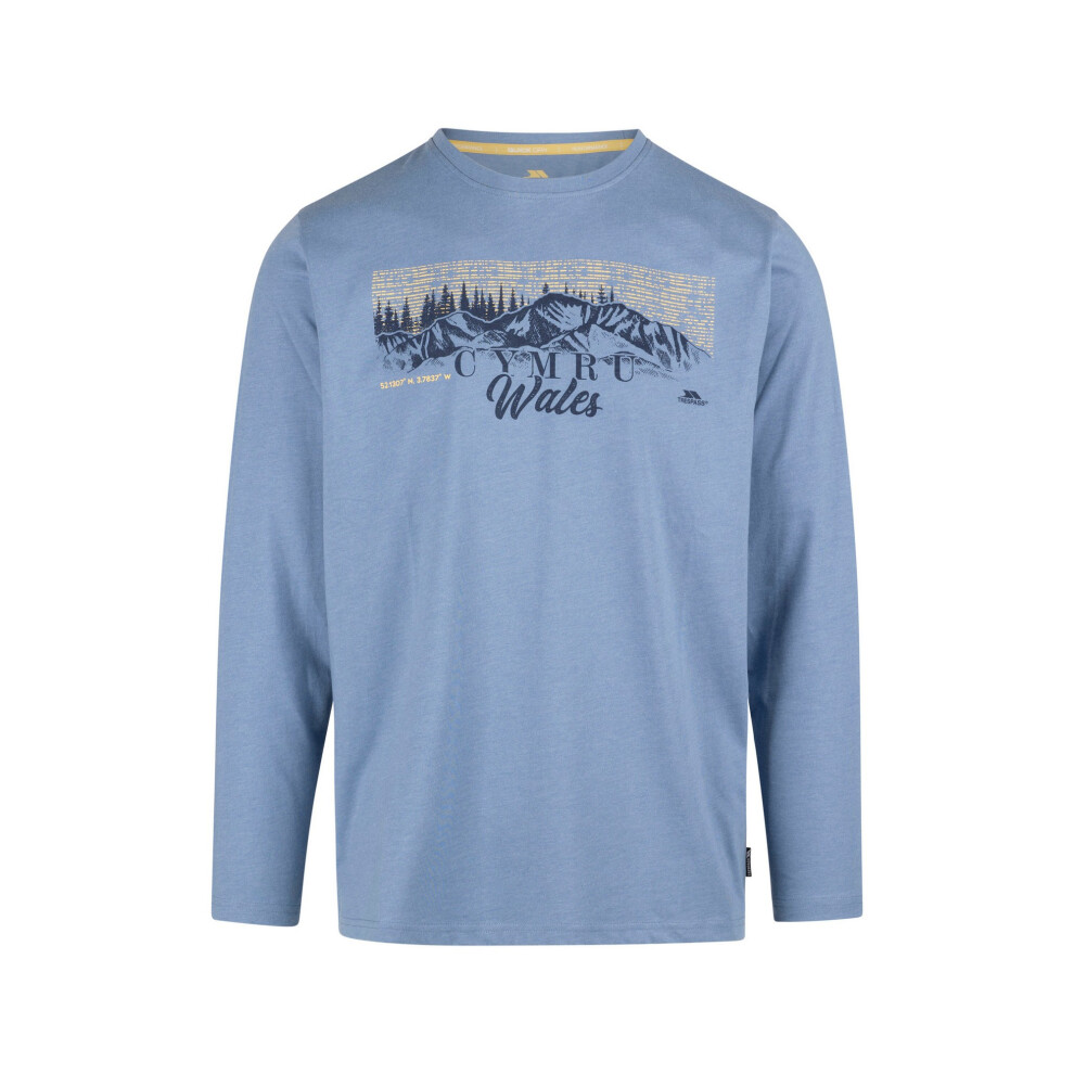 (S, Denim Blue Marl) Trespass Mens Kulam Printed Long-Sleeved T-Shirt