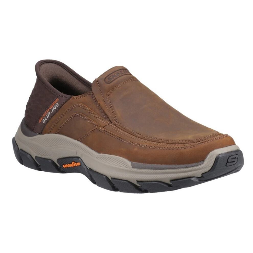 (9 UK, Dark Brown) Skechers Mens Respected Elgin Leather Shoes