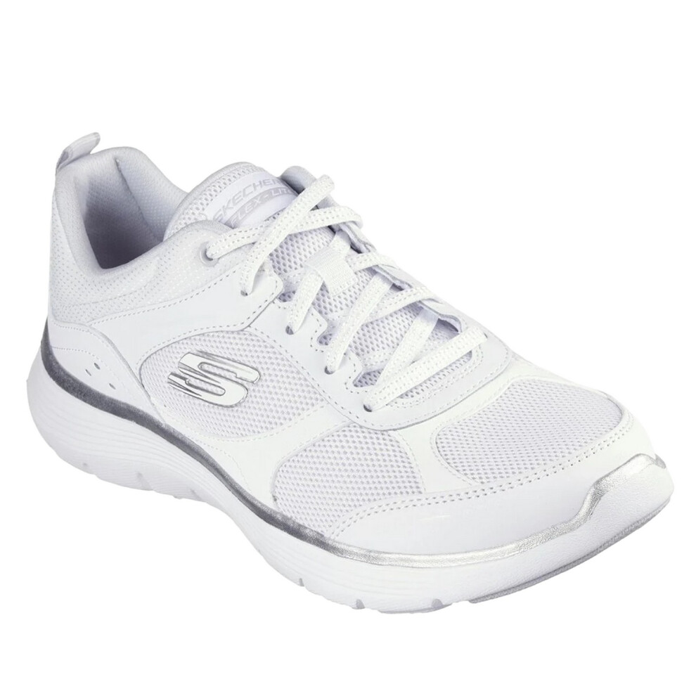 (7 UK, White/Silver) Skechers Womens/Ladies Flex Appeal 5.0 Fresh Touch Trainers