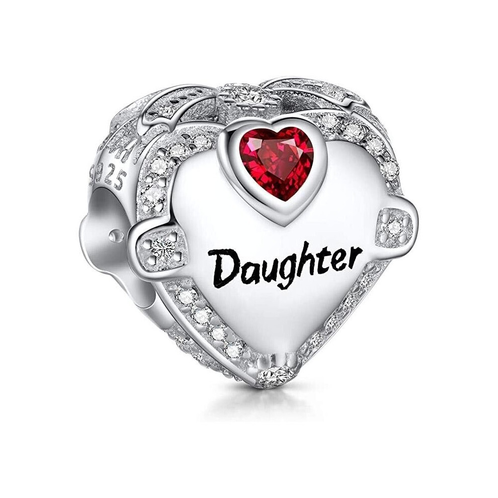 Daughter I Love You bead sterling silver charm for pandora bracelet