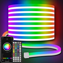 (10m) Led Neon Rope Light, 10m Flexible LED Light Rope, Controlled by App/Remote, Multiple Modes, IP65 Outdoor RGB Neon Light Waterproof