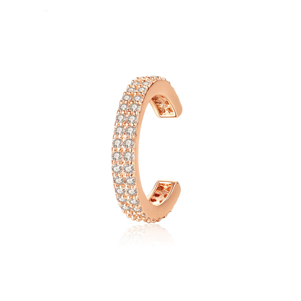 Double Row CZ Diamond Ear Cuff, Rose Gold Oval Pave Earrings