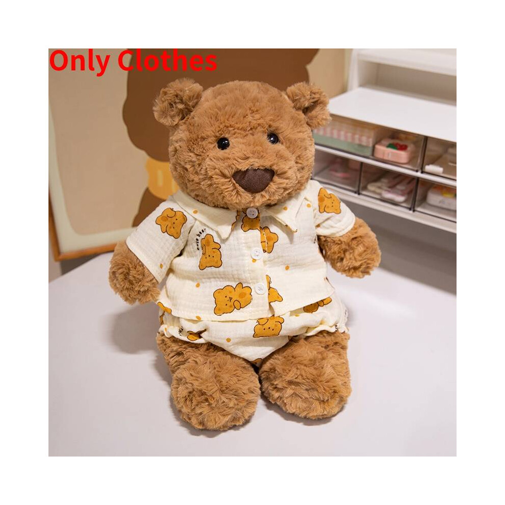 (Bear Printed Suit, 36cm/14.17in) Bear Bartholomew Clothes Plush Toy Stuffed Animal Doll Kids Gift Decoration