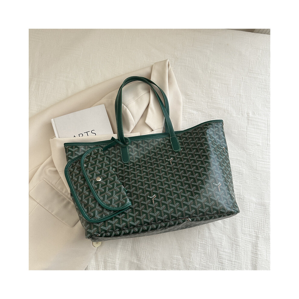 (Green) Classy Tote Retro Bag For Autumn Versatile And Roomy Pu Fashionable Handbag