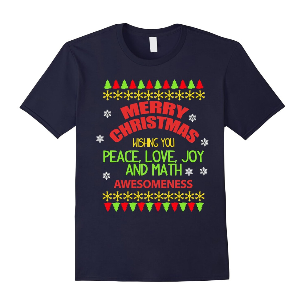 (XXXL) Merry Christmas Wishing You Peace Love & Math T-Shirt-Father's Day