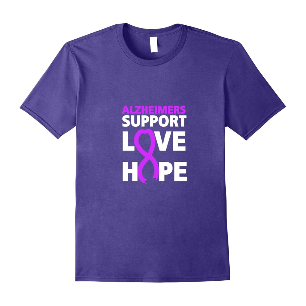 (M) Alzheimers Awareness tshirt Purple Ribbon Support Love Shirt-Father's Day