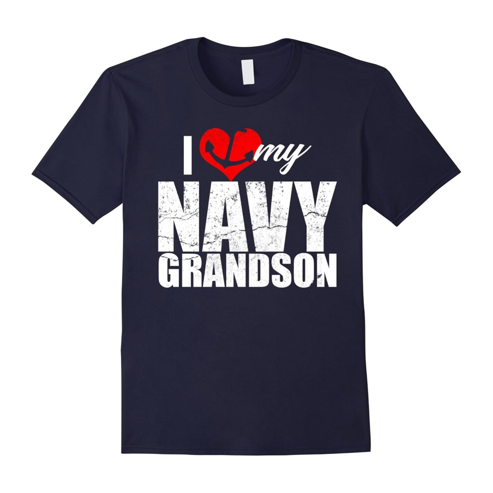 (L) I Love My Navy Grandson Distressed Vintage Shirt-Father's Day