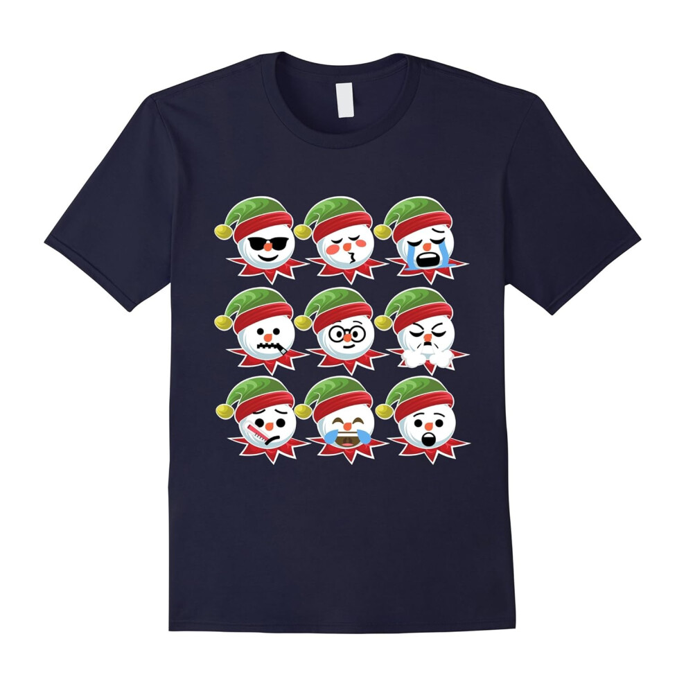 (XL) Snowman Emoji T-Shirt Funny Faces Christmas Shirt for Family-Father's Day