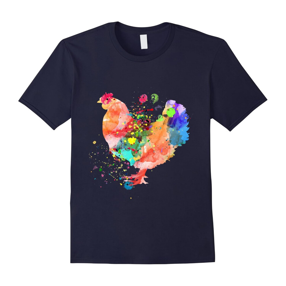 (XXL) Chicken T-shirt â Watercolor Splash Love Rooster Tee Shirt-Father's Day