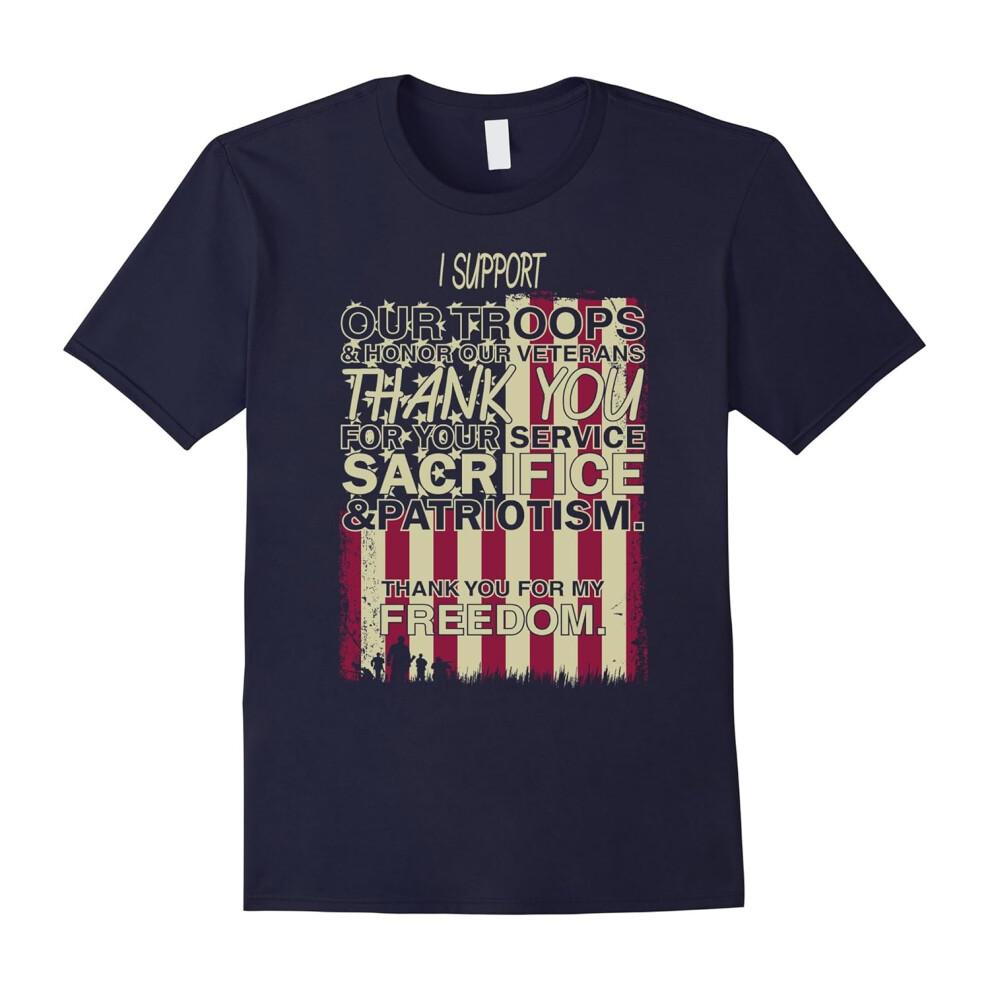 (XXL) I Support Our Troops & Honor Our Veterans Thank You T-Shirt-Father's Day