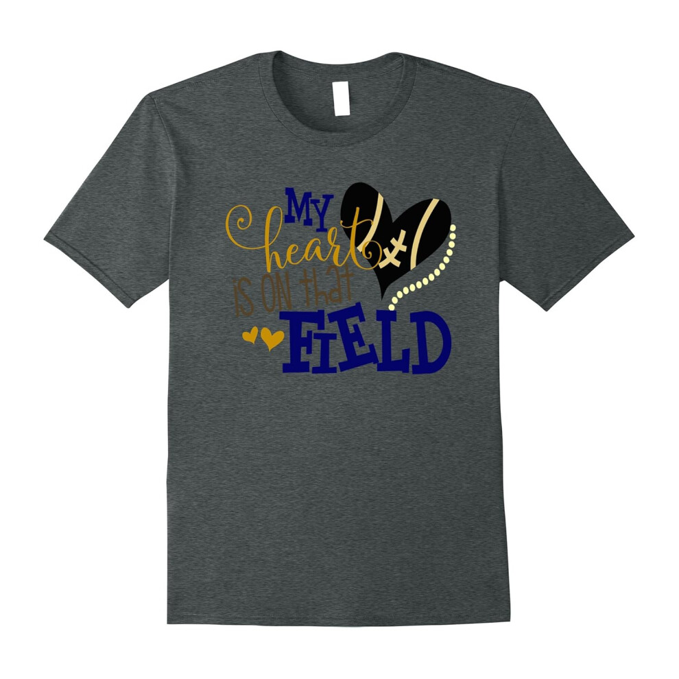 (XL) Football Shirt Thats My Heart On That Field Mom Dad Kid Navy-Father's Day