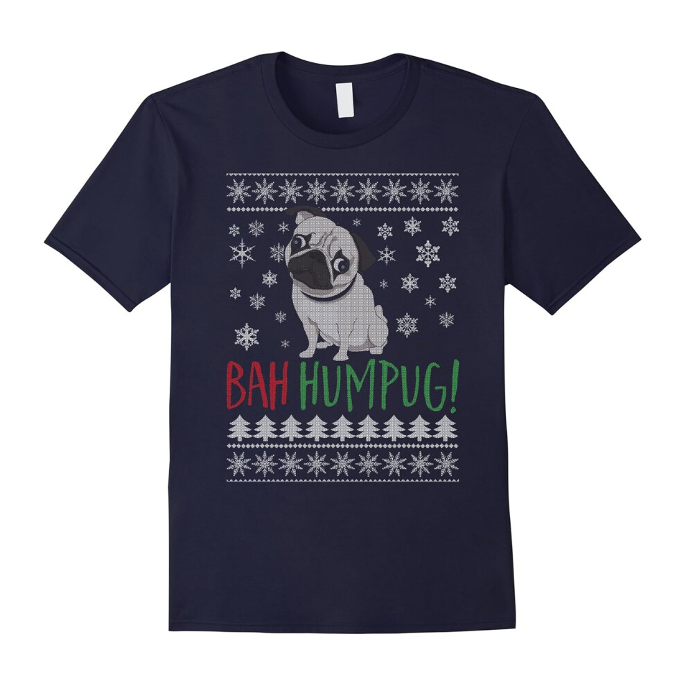 (XL) Bah Humpug! Christmas Pug Lovers T-Shirt-Father's Day