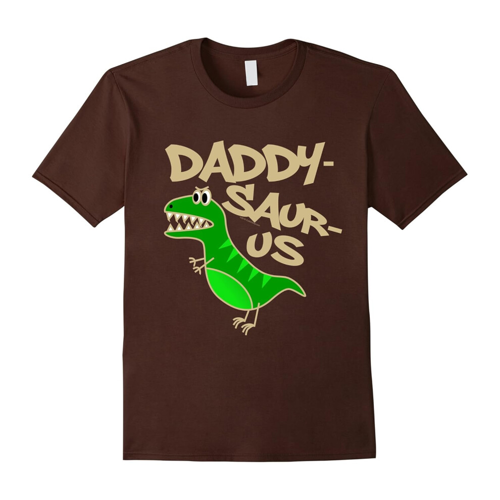 (L) Men's Daddy-Saurus Funny T-Rex Dad Dinosaur Father's Day T-Shirt-Father's Day