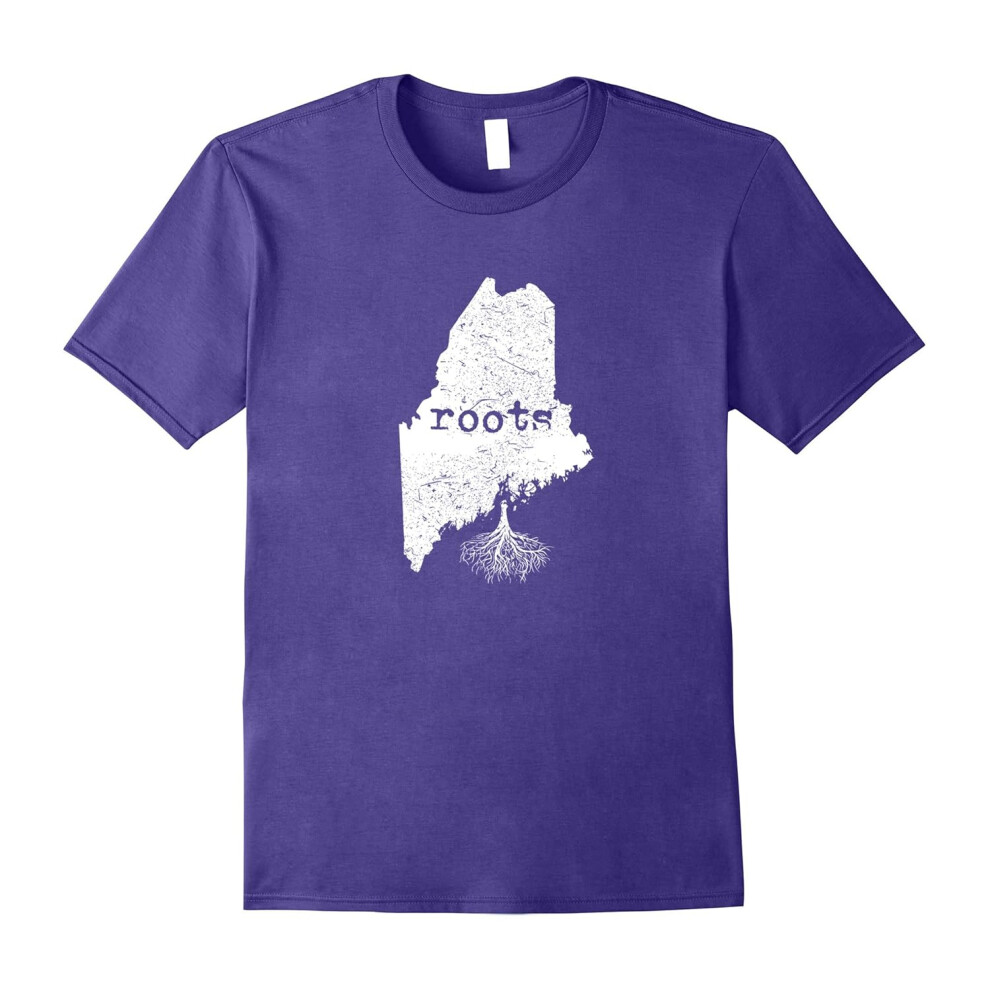 (M) Maine Roots Maine State Flag Map Tshirt Gifts-Father's Day