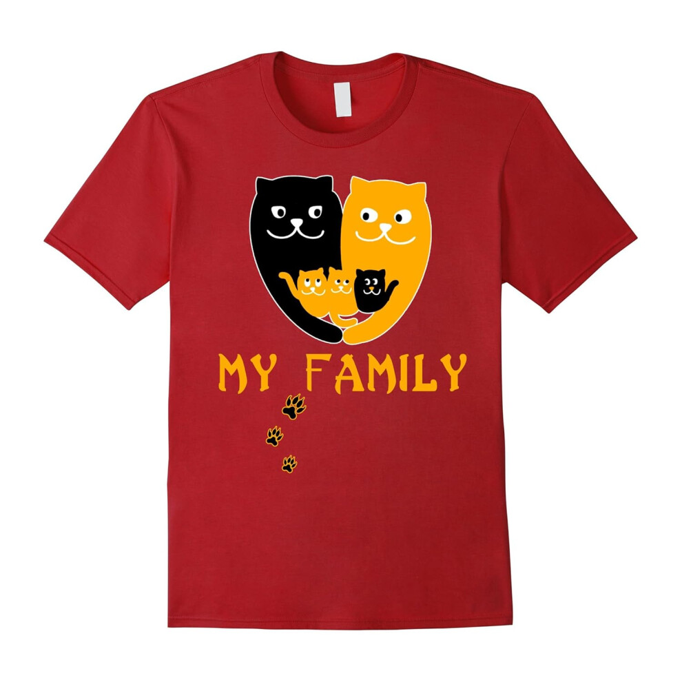 (M) My happy cat family T â shirt-Father's Day