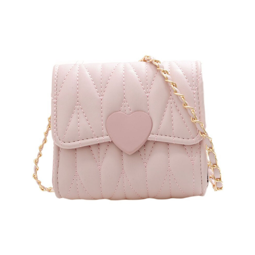 (Pink) Lovely Kids Crossbody Bag Chic Mini Handbag For Girls Stylish Princess Purse For Daily Use