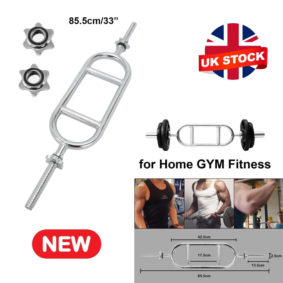 Weight Lifting Bar Triceps Bar Fitness Grip Bicep Hammer Curl Dumbbell Silver