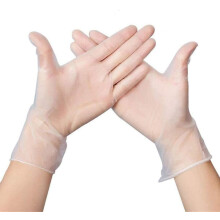 New Vinyl Multi-Purpose Gloves, Disposable Extra Strong Powder Free Clear Gloves Medium Size Box of 100 - Food Safe - Latex Free Easy to Wear