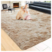 (BEIGE- TYE DYE, 200X290 CM) Extra Large Rugs Fluffy Shaggy Living Room Rug