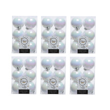 72 White Iridescent Christmas Baubles Shatterproof Tree Decor 6cm Iris