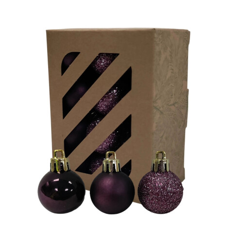Premier 24 Mini Christmas Tree Baubles Purple Plum Decoration Tree 3cm 1