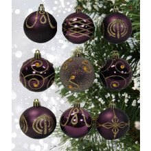 9 Decorated Purple Plum Christmas Tree Baubles Decorations Tree 6cm