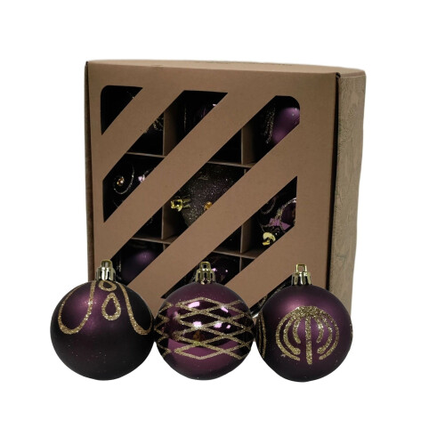 Premier 9 Decorated Purple Plum Christmas Tree Baubles Decorations Tree 6cm 1