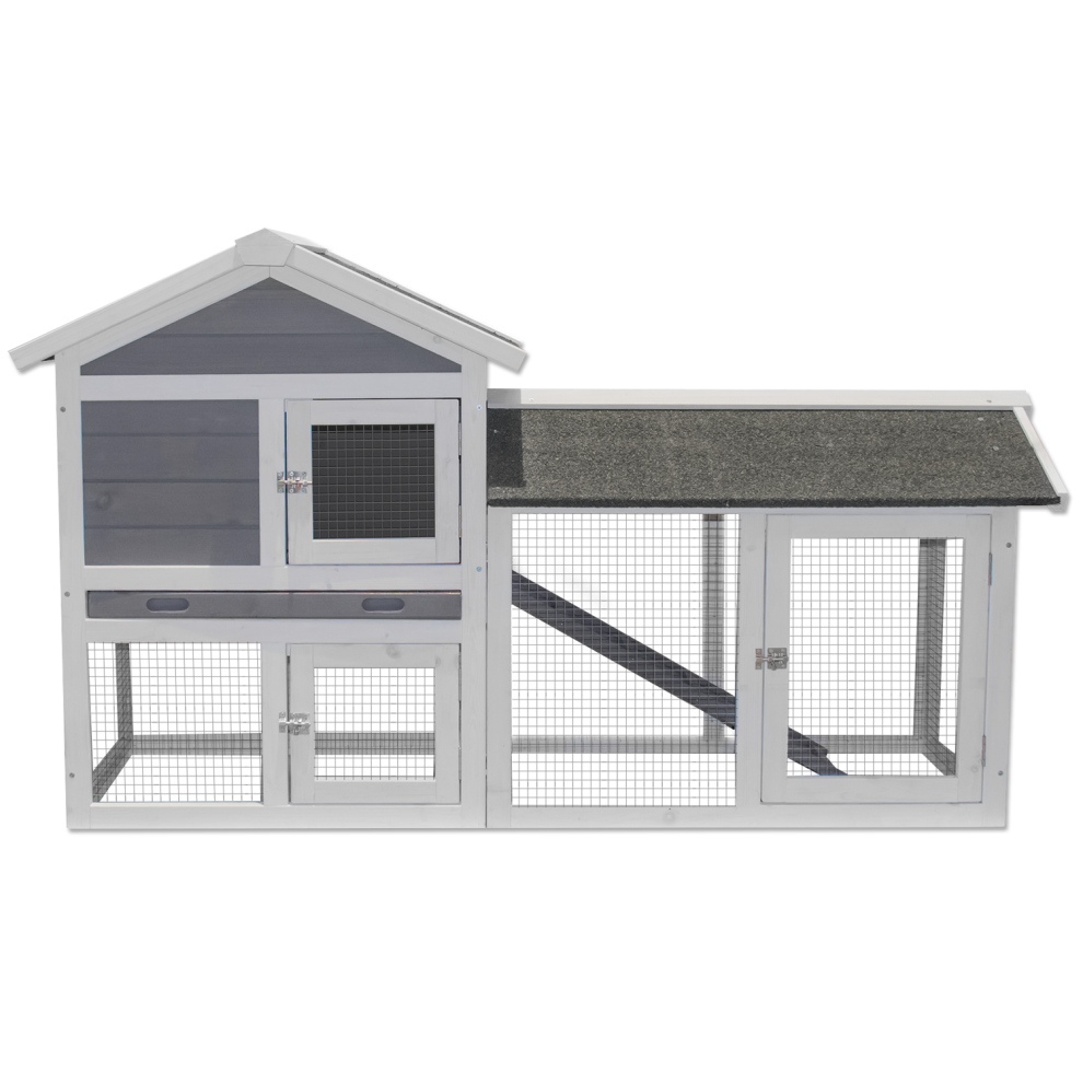 KCT Savona 2 Tier Rabbit Hutch with Enclosed Run - Suitable for Guinea Pigs, Ferrets and More