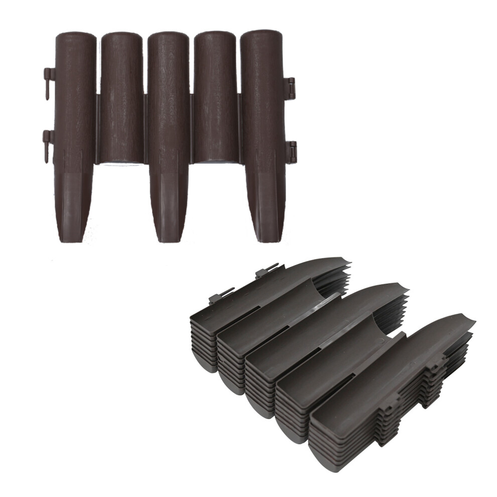 (3 Pack) KCT Brown Palisade Wood Effect Garden Border Edging