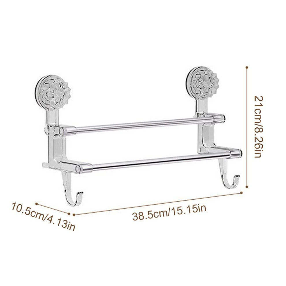 Dual-layer Suction Cup Towel Rack Stainless Steel Bath Towel Holder Shower Door Towel Bar Rack Stainless Steel Bath Towel Holder