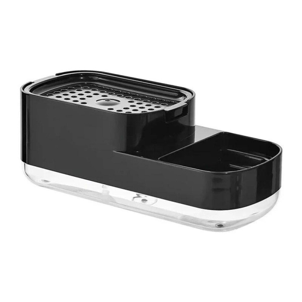 (black) Liquid Soap Dispenser Kitchen Sponge Brush Storage Box Manual Soap Dispenser For Kitchen