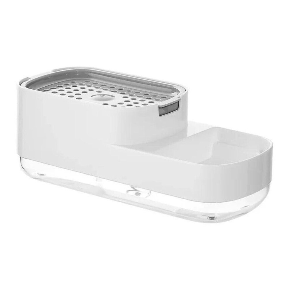(white) Liquid Soap Dispenser Kitchen Sponge Brush Storage Box Manual Soap Dispenser For Kitchen