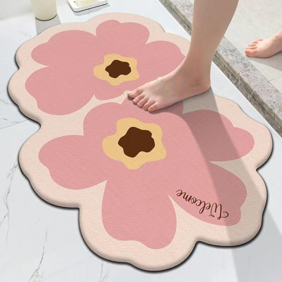 (green) Floral Absorbent Non-slip Bath Mat