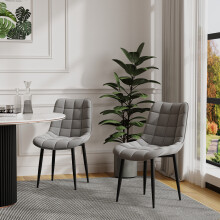 (Grey, 2) Nova Modern Velvet Dining Chair Padded Seat Metal Legs