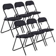 (Black Velvet) 6 Pc Folding Lightweight Chair Set Metal Frame
