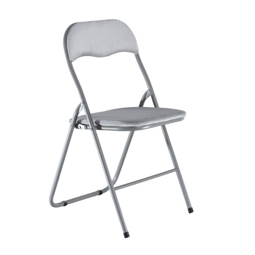 URBN Living (Light Grey Velvet) 6 Pc Folding Lightweight Chair Set Metal Frame 2