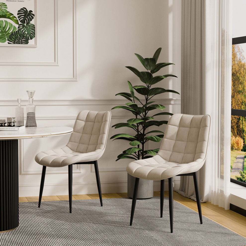 (Beige, 6) Nova Modern Velvet Dining Chair Padded Seat Metal Legs-image-OPC-PFFDMNZ-NEW