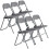 URBN Living (Light Grey Ribcord) 6 Pc Folding Lightweight Chair Set Metal Frame 1