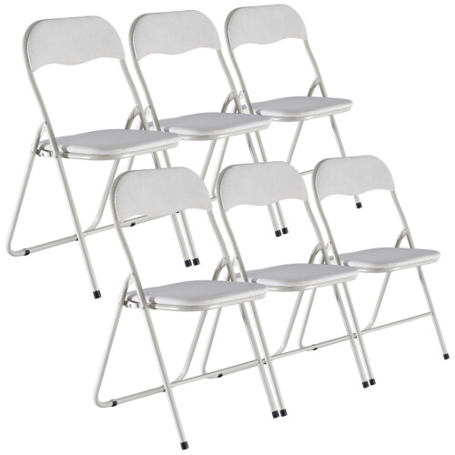 URBN Living (Beige Ribcord) 6 Pc Folding Lightweight Chair Set Metal Frame