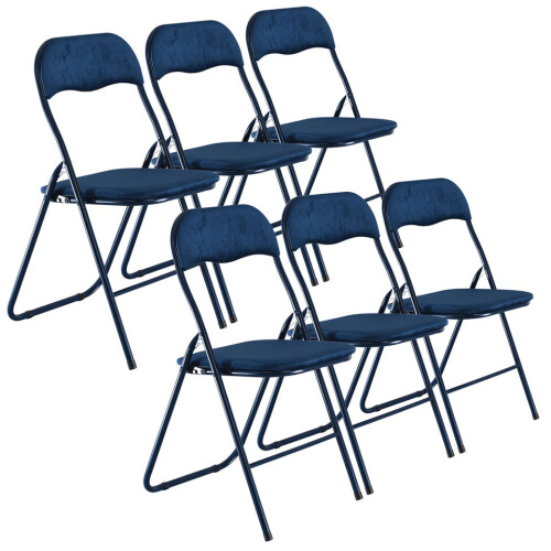 URBN Living (Blue Velvet) 6 Pc Folding Lightweight Chair Set Metal Frame