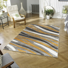 (GREY / YELLOW, 200 cm x 290 cm) Soft Beige Grey Living Room Carved Vogue Rug