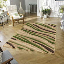 (GREEN / BROWN, 160 cm x 220 cm) Soft Beige Grey Living Room Carved Vogue Rug