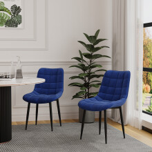 (Blue, 8) Nova Modern Velvet Dining Chair Padded Seat Metal Legs
