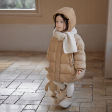 (Khaki, 2-3Years) Kids Girls Coat Hooded Parka Jacket Warm Cute Bear