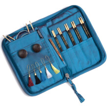 Lantern Moon Ebony Knitting Pins Circular Interchangeable Set Charm - 5x 13cm Tips (3.0-5.0mm), 60/80cm Cords, Tools, Tassel Markers, Silk Zip Case