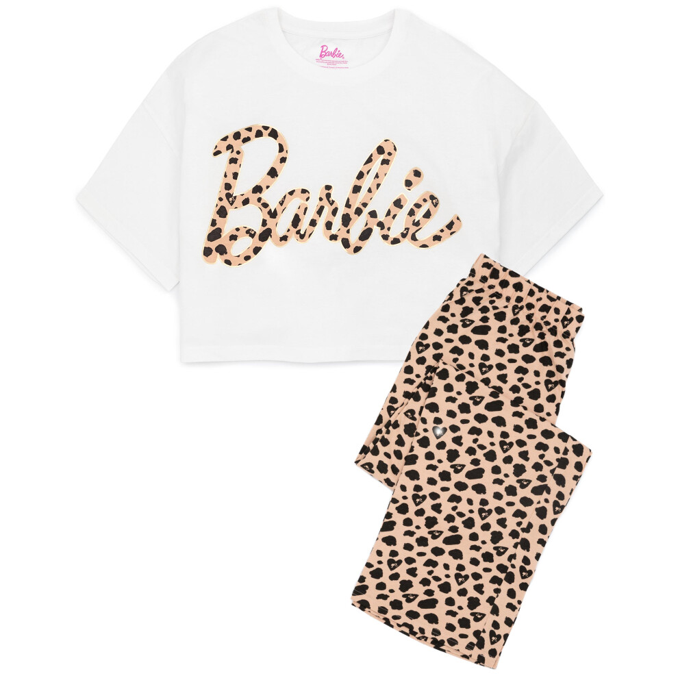 (XX-Large) Barbie Short Sleeve Long Leg Pyjama Set (Womens White)