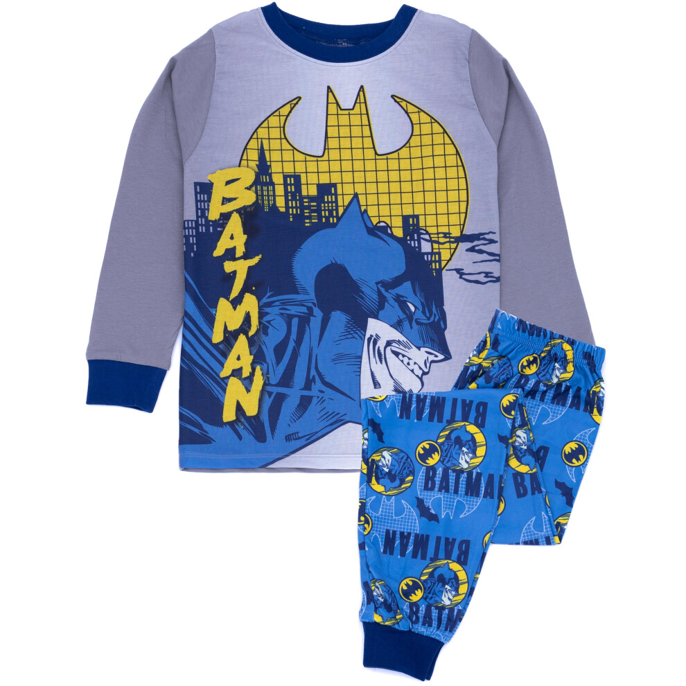 (7-8 Years) DC Comics Long Sleeve Long Leg Pyjama Set (Boys Grey)