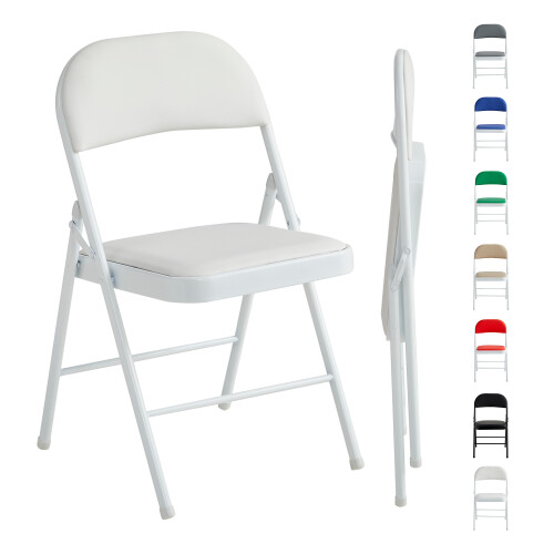 MCC (PACK OF 1, WHITE) 1/2/4/6 Faux Leather padded Foldable Chairs 2